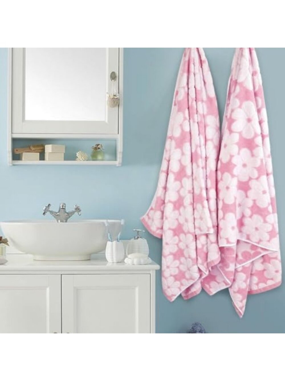 Super Absorbent Pink Bath Towels Set of 2, Decorative 27.5x55 Inches, Soft - Picture 2 of 7